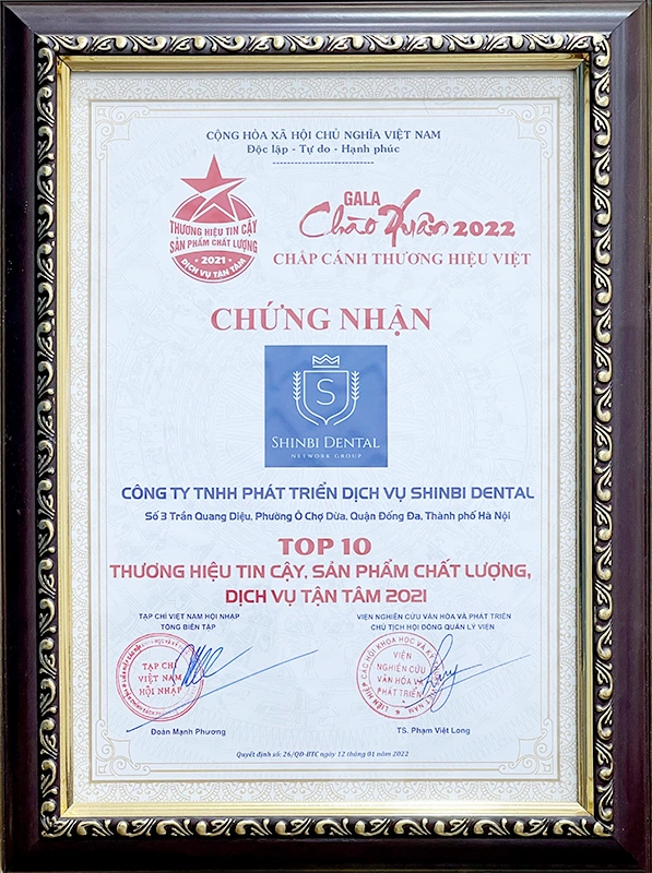 chứng nhận nha khoa Shinbi chứng nhận nha khoa Shinbi