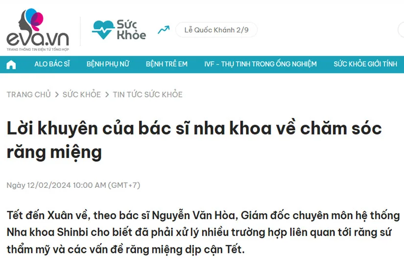 Báo Eva.vn: Lời khuyên của bác sĩ nha khoa để chăm sóc răng